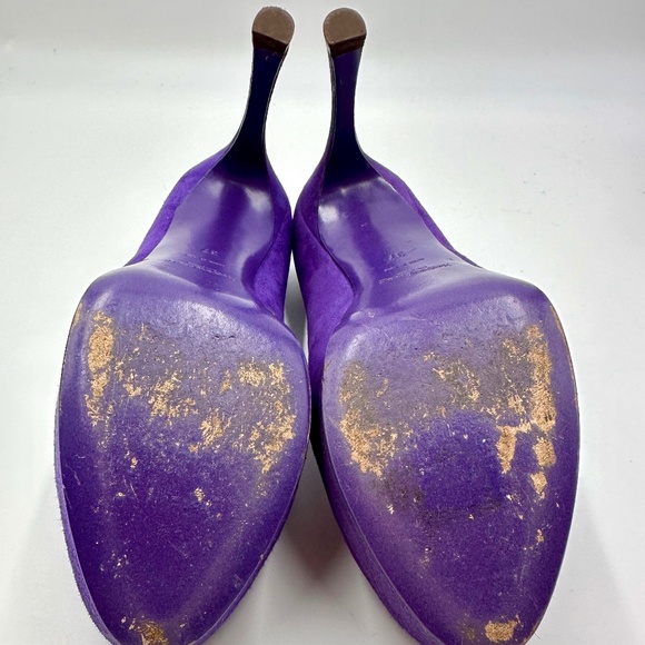 YSL Violet Suede Platform Pumps SZ 37 - Picture 9 of 16